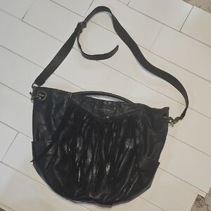 Liesbekind Black Leather Fringe Shoulder Bag